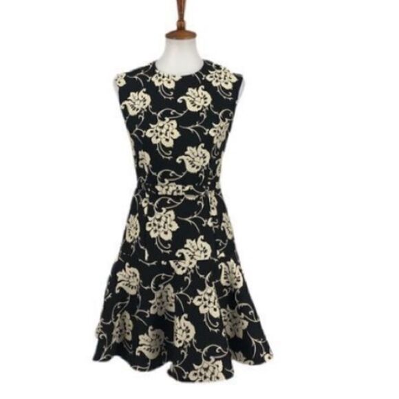 Ted Baker London Women’s Size 0 Ornate Paisley Ruffle Dress Black Fit and Flare - Picture 12 of 15
